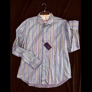 Robert Graham Embroidered Flip Cuff Shirt XXL NEW